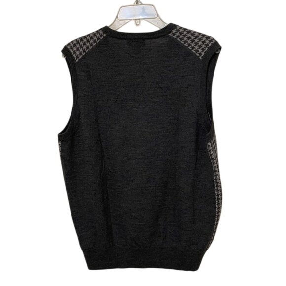 SOLD Brooks Brothers 346 Grey Merino Wool Houndstooth Sweater Vest Mens Medium - Picture 5 of 11